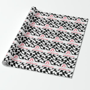 Papier Cadeau vérificateur ondulé noir et blanc, plaques de papi