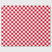 Papier Cadeau Vérificateurs en damier blanc et rouge (Plat)