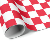 Papier Cadeau Vérificateurs en damier blanc et rouge (Coin rond)