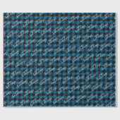 Papier Cadeau Vérification de la sériole de bison bleu tradition (Plat)