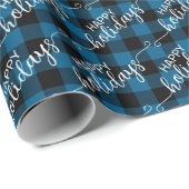 Papier Cadeau Vérification de la sériole de bison bleu tradition (Coin rond)