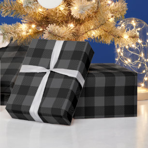 Papier Cadeau Vérification du Buffle gris et noir