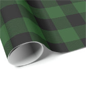 Papier Cadeau Vérification du buffle vert et noir rustique (Coin rond)