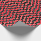 Papier Cadeau Vérifications et rayures rouges noires (Coin)