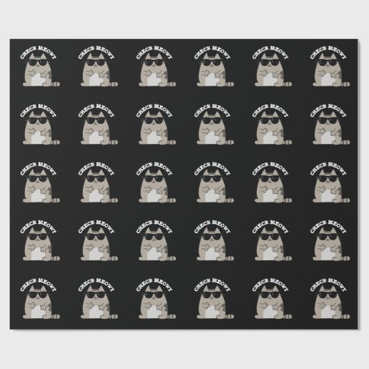 Papier Cadeau Vérifier Meowt Funny Cool Chat Pun Dark BG (Plat)