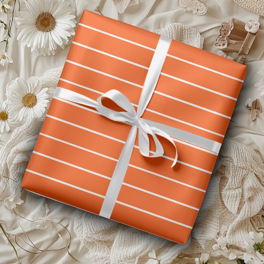 Papier Cadeau Vermilion rouge et blanc mince Horizontal rayé