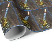 Papier Cadeau Verre à whisky avec bougie d'anniversaire (Coin rond)