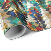 Papier Cadeau Verre coloré Arbres de Noël (Coin rond)