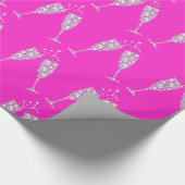 Papier Cadeau Verre de Champagne Diamond rose MARIAGE ANNIVERSAI (Coin)