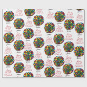 Papier Cadeau Verre de Noël Nom personnalisable (Plat)