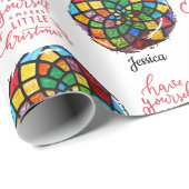 Papier Cadeau Verre de Noël Nom personnalisable (Coin rond)