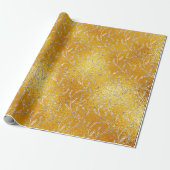 Papier Cadeau Verre jaune Citron Feuilles florales Laurel (Déroulé)