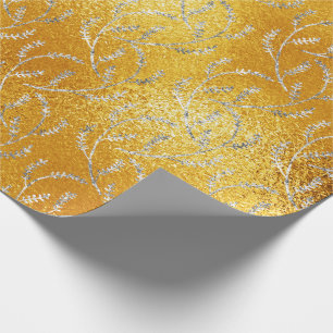 Papier Cadeau Verre jaune Citron Feuilles florales Laurel
