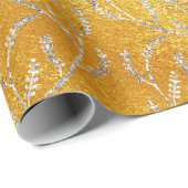 Papier Cadeau Verre jaune Citron Feuilles florales Laurel (Coin rond)