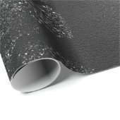 Papier Cadeau Verre noir Floral brillant métal brillant Rose ver (Coin rond)