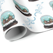 Papier Cadeau Verre Snowball Village d'hiver Snowball Noël (Coin rond)