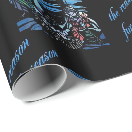 Papier Cadeau Verre souillé de nativité (Coin rond)