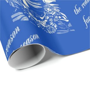 Papier Cadeau Verre souillé de nativité bleu