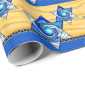 Papier Cadeau Verre souillé Magen David d'art déco (Coin rond)