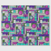 Papier Cadeau Verre Turquoise Art déco rose (Plat)