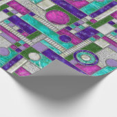 Papier Cadeau Verre Turquoise Art déco rose (Coin)