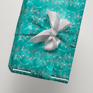 Papier Cadeau Verre turquoise scintillant de Tiffany de gris