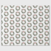 Papier Cadeau Verre verte rose de Noël (Plat)