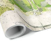 Papier Cadeau Verres à vin, tonneau et raisins (Coin rond)