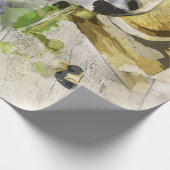 Papier Cadeau Verres à vin, tonneau et raisins (Coin)