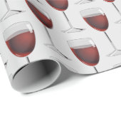 Papier Cadeau verres de vin rouge sur gris (Coin rond)