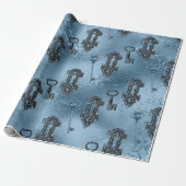 Papier Cadeau Verrouillage en vapeur et clé bleue | Découpage Vi (Déroulé)