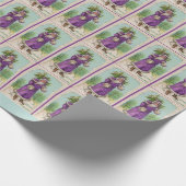 Papier Cadeau vers 1910 Père Noël en robe violette (Coin)