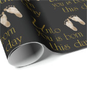 Papier Cadeau Verset Bible De Noël En Noir (Coin rond)