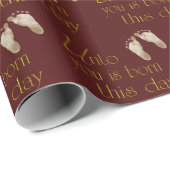 Papier Cadeau Verset Bible De Noël Sur Maroon (Coin rond)