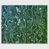 Papier Cadeau Vert aqua damas tourbillons abstraits cool motif (Plat)