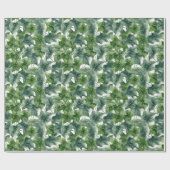 Papier Cadeau Vert aquarelle Feuille ivoire (Plat)
