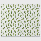 Papier Cadeau Vert Aquarelle Pine Branches Arbre Noël (Plat)
