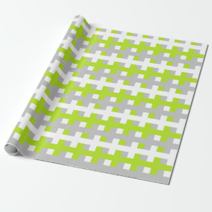 Papier Cadeau Vert, argent et blanc de chaux abstrait