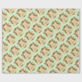 Papier Cadeau Vert Baby shower singe (Plat)