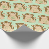Papier Cadeau Vert Baby shower singe (Coin)