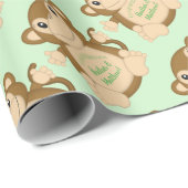 Papier Cadeau Vert Baby shower singe (Coin rond)
