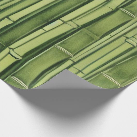 Papier Cadeau vert bamboo pattern (Coin)