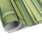 Papier Cadeau vert bamboo pattern (Coin rond)