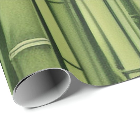 Papier Cadeau vert bamboo pattern (Coin rond)