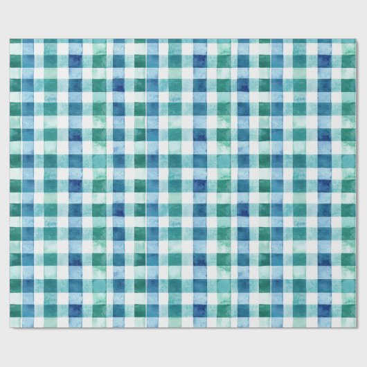 Papier Cadeau Vert Blanc Bleu Trappe Plaid Noël (Plat)