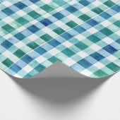 Papier Cadeau Vert Blanc Bleu Trappe Plaid Noël (Coin)
