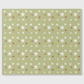 Papier Cadeau Vert blanc et rouge avec étoiles (Plat)