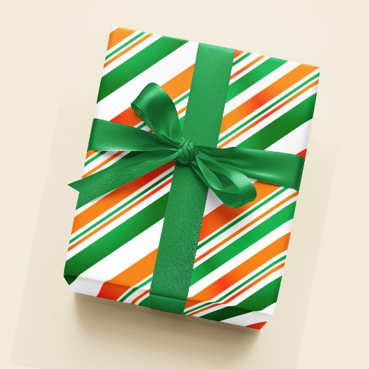 Papier Cadeau Vert blanc orange irlandais couleurs Moderne tenda