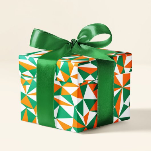 Papier Cadeau Vert Blanc Orange Irlandais Drapeau Couleurs Fun g