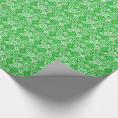 Papier Cadeau Vert & Blanc Retro Fleurs & Papillons Motif (Coin)